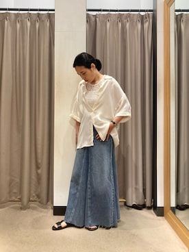 「アイテム（デニムスカート）」を使った、TANAKAさん（レディース・156cm）の夏コーディネート