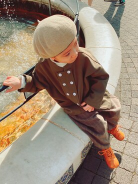 「アイテム（カーゴパンツ）」を使った、かりんとうさん（キッズ・100cm）の春コーディネート