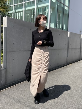 「スリットスカート」｜shino hayasakiさん（レディース・165cm）の秋コーディネート