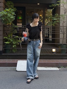 「アイテム（デニムパンツ）」を使った、shino hayasakiさん（レディース・165cm）の夏コーディネート