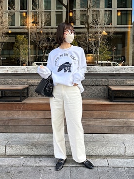「スクエアトゥ」｜「アイテム（スウェット）」を使った、shino hayasakiさん（レディース・165cm）の冬コーディネート