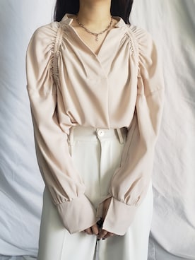 「ギャザーブラウス」｜me+emselectさん（レディース・154cm）の春コーディネート