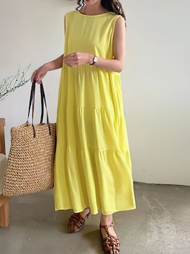 「カラー×コーデ」｜「アイテム（ワンピース）」を使った、me+emselectさん（レディース・158cm）の夏コーディネート