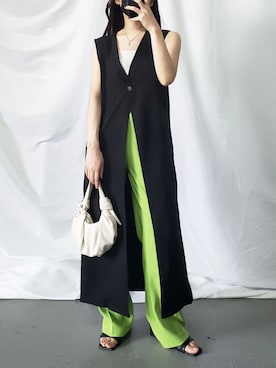 「カラー×コーデ」｜「アイテム（スラックス）」を使った、me+emselectさん（レディース・154cm）の夏コーディネート