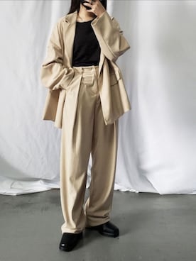 「コーデュロイパンツ」｜「アイテム（セットアップ）」を使った、me+emselectさん（レディース・154cm）の秋コーディネート
