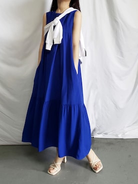 「アイテム（ワンピース、ブルー系）」を使った、me+emselectさん（レディース・154cm）の夏コーディネート