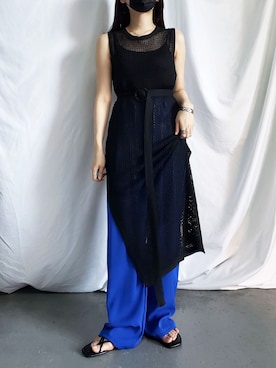 「透かし編みニット」｜me+emselectさん（レディース・154cm）の夏コーディネート