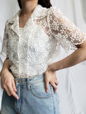 「アイテム（テーラードジャケット）」を使った、me+emselectさん（レディース・154cm）の夏コーディネート