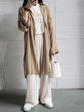 「アイテム（バッグ、ホワイト系）」を使った、me+emselectさん（レディース・154cm）の秋コーディネート