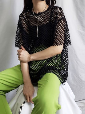 「アイテム（Tシャツ/カットソー、ブラック系）」を使った、me+emselectさん（レディース・154cm）の夏コーディネート