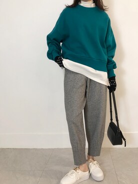 「Coming soon…」｜「アイテム（スウェット）」を使った、me+emselectさん（レディース・162cm）の冬コーディネート