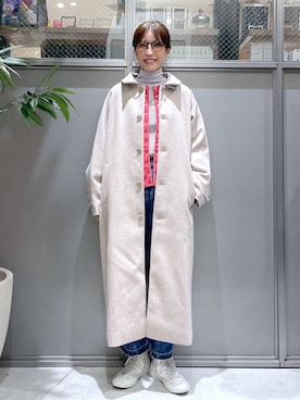 「niko and...（ニコアンド）のアイテム（ステンカラーコート）」を使った、M I N Oさん（レディース・165cm）の冬コーディネート