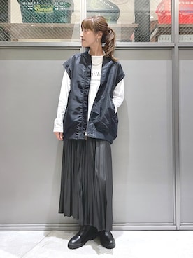 「niko and...（ニコアンド）のアイテム（MA-1）」を使った、M I N Oさん（レディース・165cm）の秋コーディネート