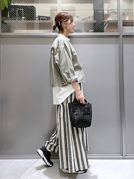 「niko and...（ニコアンド）のアイテム（トートバッグ）」を使った、M I N Oさん（レディース・165cm）の夏コーディネート