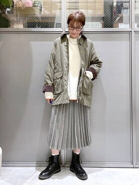 キルトライナーハンティングジャケットを使った人気ファッション