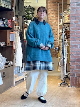 「アイテム（シャツワンピース）」を使った、M I N Oさん（レディース・165cm）の冬コーディネート