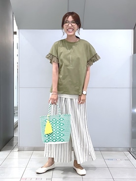 「niko and...（ニコアンド）のアイテム（トートバッグ）」を使った、M I N Oさん（レディース・165cm）の夏コーディネート