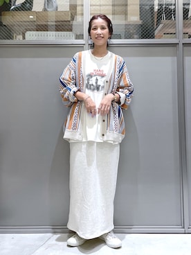 「アイテム（カーディガン/ボレロ、オレンジ系）」を使った、M I N Oさん（レディース・165cm）の夏コーディネート