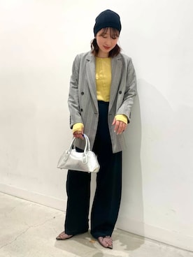 「SMELLY（スメリー）のアイテム（ニットキャップ/ビーニー）」を使った、ひなさん（レディース・164cm）の春コーディネート