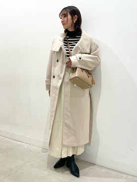 「キャミワンピ」｜「アイテム（ステンカラーコート）」を使った、ひなさん（レディース・164cm）の冬コーディネート