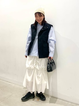 「SMELLY（スメリー）のアイテム（ニットキャップ/ビーニー）」を使った、ひなさん（レディース・164cm）の春コーディネート
