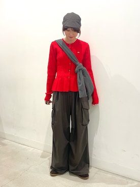 「アイテム（ハンチング/ベレー帽）」を使った、ひなちさん（レディース・164cm）の秋コーディネート