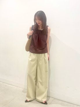 「SENSE OF PLACE by URBAN RESEARCH（センスオブプレイスバイアーバンリサーチ）のナローポインテッドサンダル（Sandals、ブラウン系）」を使った、ひなちさん（レディース・164cm）の夏コーディネート