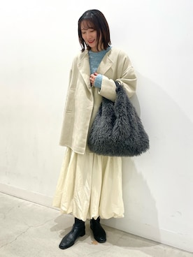 「SENSE OF PLACE by URBAN RESEARCH（センスオブプレイスバイアーバンリサーチ）のアイテム（ノーカラーコート）」を使った、ひなさん（レディース・164cm）の冬コーディネート