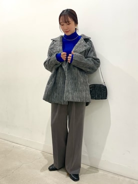 「グレー」｜「アイテム（ステンカラーコート）」を使った、ひなさん（レディース・164cm）の秋コーディネート