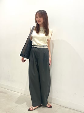 「SENSE OF PLACE by URBAN RESEARCH(センスオブプレイスバイアーバンリサーチ)のナローポインテッドサンダル(サンダル、ブラウン系)」を使った、ひなちさん(レディース・164cm)の夏コーディネート