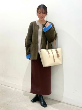 「SENSE OF PLACE by URBAN RESEARCH（センスオブプレイスバイアーバンリサーチ）のポンチタイトスカート（スカート）」を使った、ひなちさん（レディース・164cm）の冬コーディネート