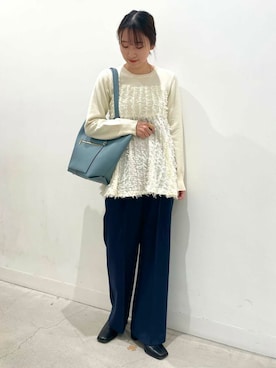 「SENSE OF PLACE by URBAN RESEARCH（センスオブプレイスバイアーバンリサーチ）のジャガードドッキングセーター（ニット/セーター）」を使った、ひなちさん（レディース・164cm）の冬コーディネート