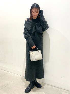 「刺繍」｜「アイテム（ブーツ）」を使った、ひなさん（レディース・164cm）の冬コーディネート