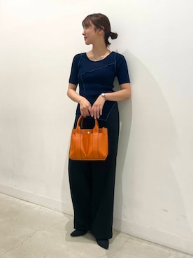 「アイテム（トートバッグ、オレンジ系）」を使った、ひなさん（レディース・164cm）の夏コーディネート
