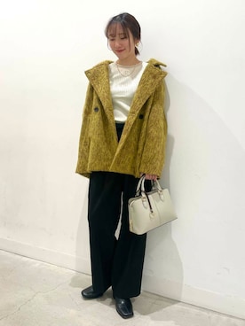 「アイテム（ステンカラーコート）」を使った、ひなちさん（レディース・164cm）の冬コーディネート