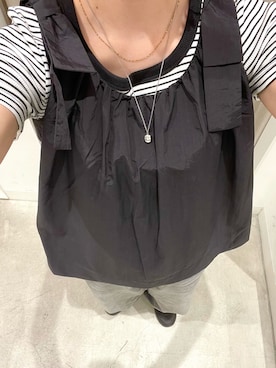 「SENSE OF PLACE by URBAN RESEARCH(センスオブプレイスバイアーバンリサーチ)のラウンドネックリブTシャツ(半袖)(Tシャツ/カットソー、ホワイト系)」を使った、ひなちさん(レディース・164cm)の夏コーディネート