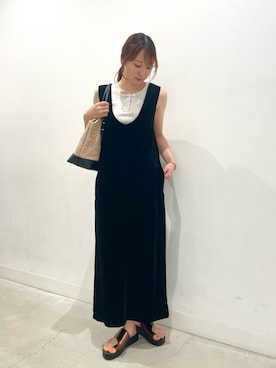 「RODE SKO(ロデスコ)の厚底トングサンダル(サンダル、ブラウン系)」を使った、ひなちさん(レディース・164cm)の夏コーディネート