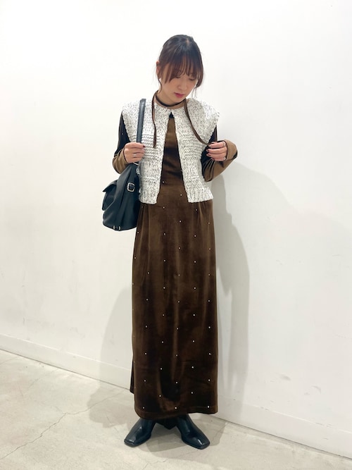 ドットシシュウベロアワンピース（ワンピース）｜SENSE OF PLACE by