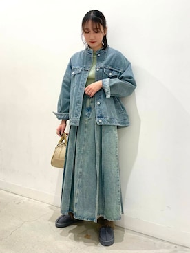 「春のジャケットスタイル」｜「アイテム（デニムジャケット）」を使った、ひなさん（レディース・164cm）の冬コーディネート