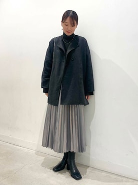 「アイテム（ノーカラーコート）」を使った、ひなちさん（レディース・164cm）の秋コーディネート