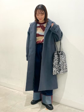 「スパンコール」｜「アイテム（ステンカラーコート）」を使った、ひなさん（レディース・164cm）の冬コーディネート