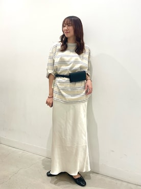 「SENSE OF PLACE by URBAN RESEARCH（センスオブプレイスバイアーバンリサーチ）の『抗菌/消臭』ギャザーフラットパンプス（パンプス、ブラック系）」を使った、ひなちさん（レディース・164cm）の春コーディネート