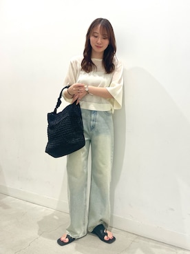 「SENSE OF PLACE by URBAN RESEARCH（センスオブプレイスバイアーバンリサーチ）のスクエアトゥトングサンダル（Sandals、ブラック系）」を使った、ひなちさん（レディース・164cm）の夏コーディネート