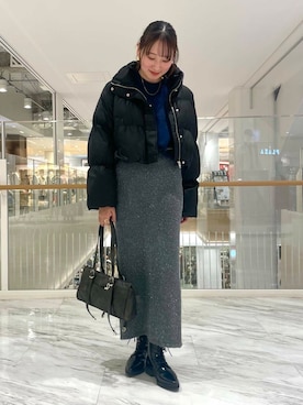 「SENSE OF PLACE by URBAN RESEARCH（センスオブプレイスバイアーバンリサーチ）のFLスクエアボストンバッグ（ボストンバッグ）」を使った、ひなちさん（レディース・164cm）の冬コーディネート