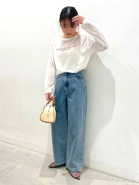 「RODE SKO（ロデスコ）のラウンドミニボストンバッグ（ボストンバッグ）」を使った、ひなちさん（レディース・164cm）の春コーディネート