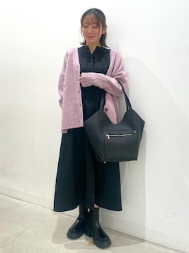 「刺繍」｜「アイテム（ブーツ）」を使った、ひなさん（レディース・164cm）の冬コーディネート