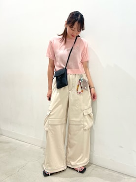 「アイテム（ポーチ）」を使った、ひなちさん（レディース・164cm）の夏コーディネート