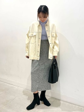 「春のジャケットスタイル」｜「アイテム（デニムジャケット）」を使った、ひなさん（レディース・164cm）の冬コーディネート