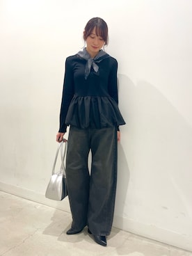 「アイテム（ボストンバッグ）」を使った、ひなちさん（レディース・164cm）の秋コーディネート