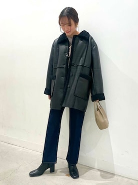 「寒い」｜「アイテム（ブルゾン）」を使った、ひなちさん（レディース・164cm）の冬コーディネート